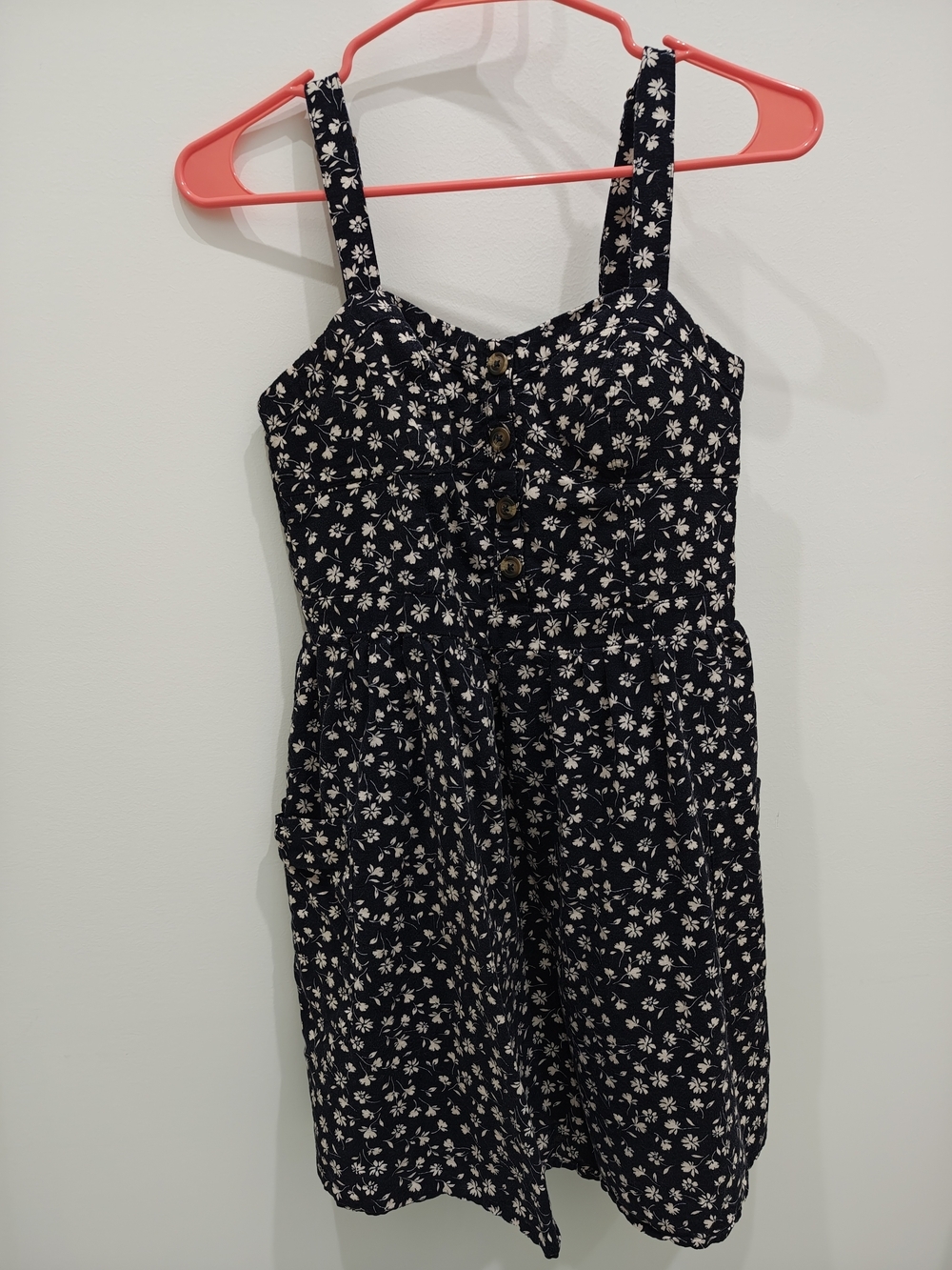 American Eagle Outfitters Black Sundress with White Floral Print - Picture 1 of 7